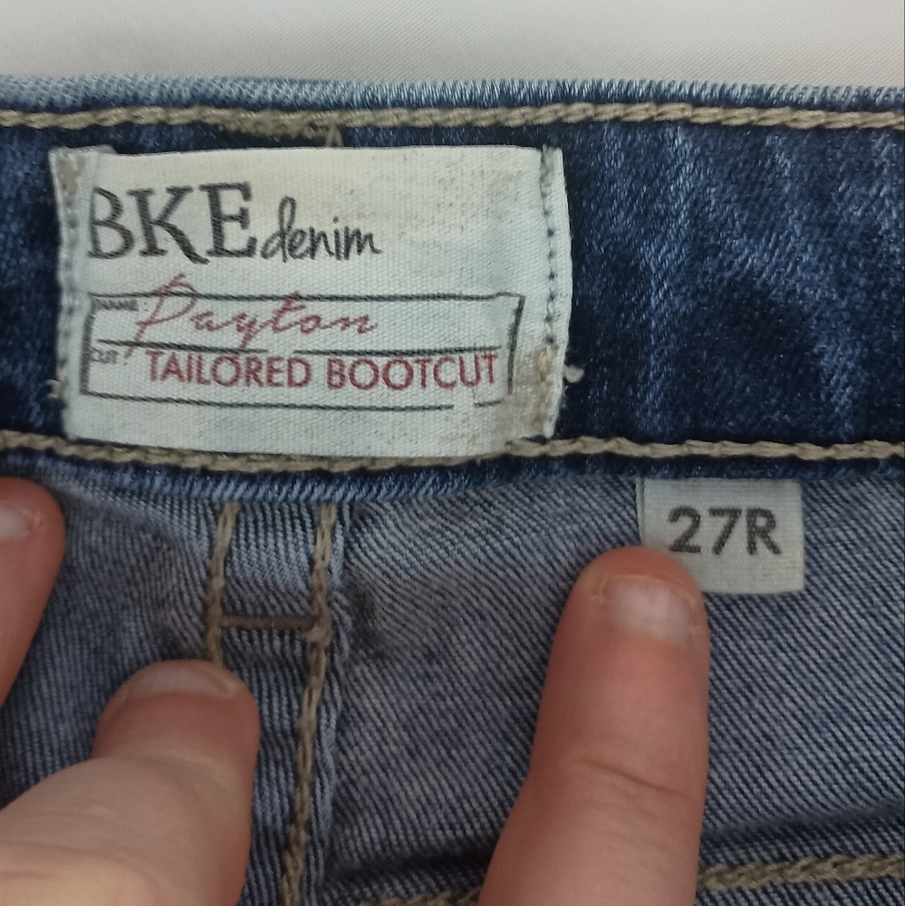 BKE Payton Designer Dark Blue Wash Denim Bootcut Jeans(#471) - Picture 4 of 10
